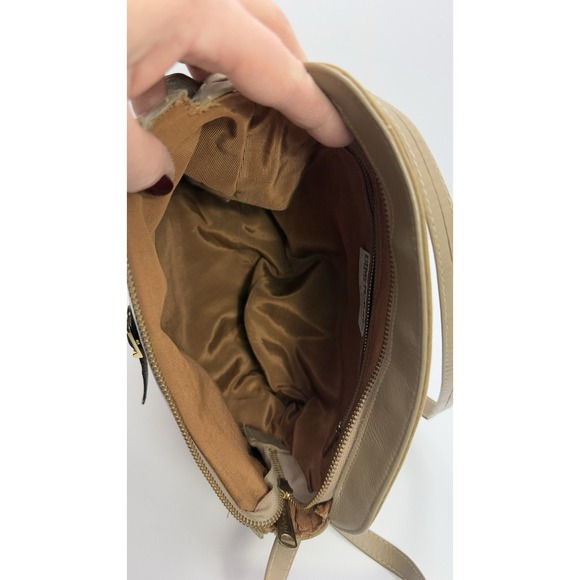 Vtg Dimensions Suede Boho Shoulder Bag Brown Leather Trim Minimalist 80s 90s USA - Picture 12 of 13